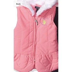 Us Polo Assn Girls Pink Puffer Vest Jacket  2 3 4 Outerwear